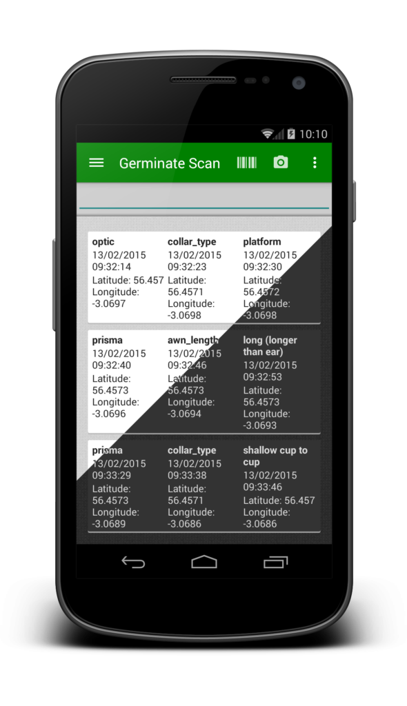 Germinate Scan on a 4.7inch Smartphone showing both themes at the same time
